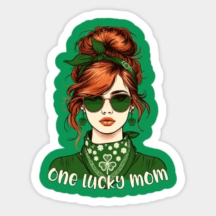 "Lucky Mom" St. Patrick's Day Shamrock T-Shirt, Irish Pride Fashion Sticker